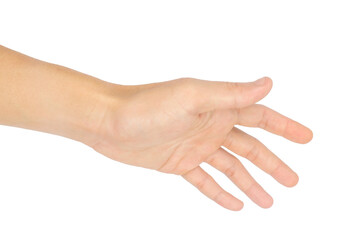 Gesture symbols male hand, isolated white background.	