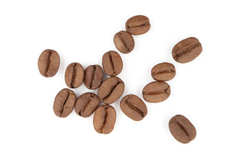 top view The texture of a pile of freshly roasted coffee beans.