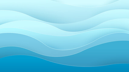 Beach background. Paper cut and craft style illustration. Top view and copy space. Summertime