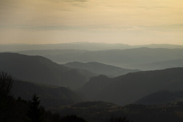 Obraz premium Sunset over Balkan mountains