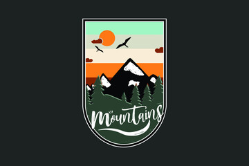 Mountains Vintage Badge Logo