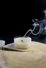Fototapeta na wymiar candle with smoke trailing