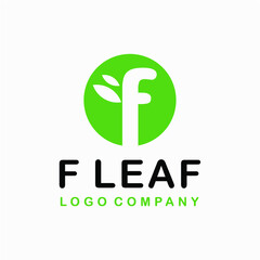 F Leaf Letter Green circle logo vector image