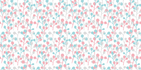Botanical illustration background. Seamless pattern.Vector. 有機的なイラストパターン