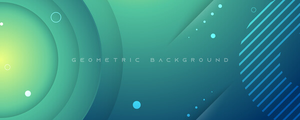 Blue abstract vector long banner. Business minimal gradient background with circles and copy space for text. Social media, facebook header - obrazy, fototapety, plakaty