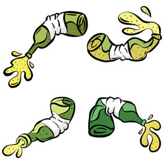 Cartoon Illustration Wine Bottles Icons Collection