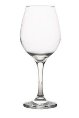 Empty wine glass on a high stem isolated on a white background.