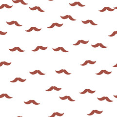 Mustache seamless pattern on. Vintage barber shop in doodle style.