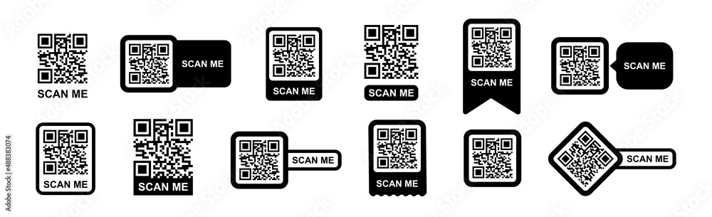 Poster scan qr code flat icon with phone. barcode. vector illustration.