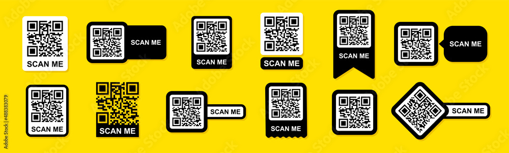 Poster scan qr code flat icon with phone. barcode. vector illustration.