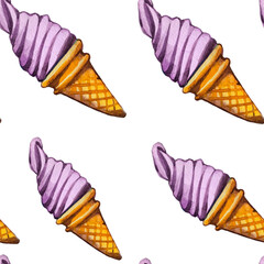  seamless pattern for confectionery. Sweets and cupcakes. Pattern with goodies. Hand drawn watercolor pattern.