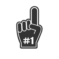 Number 1 fan hand glove vector icon