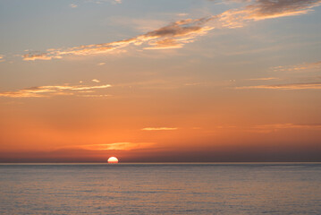 Sunrise over the Mediterranean from the city of Aguilas, Murcia, Spain