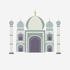 Elegant islamic mosque white background. Vector temple in flat style.