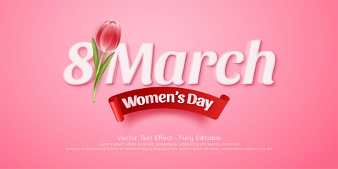Beautiful 8 march womens day with editable text on pink background