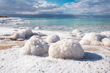 Crystalline coastline of Dead Sea, Jordan