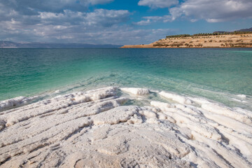 Crystalline coastline of Dead Sea, Jordan