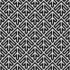 Seamless arrows pattern. Repeated arrowhead shapes background. Squama ornament. Scales image. Ancient window tracery motif. Ethnic embroidery wallpaper. Digital paper for textile print. Vector art.