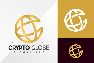 Obraz premium C Letter Crypto Globe Logo Design Vector illustration template