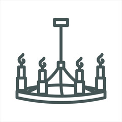 Chandelier Pendant Lamp Simple Line Icon Architecture Interior Lamp
