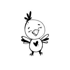 cute cartoon bird isolated on white background. Doodle illustration. Vector illustration