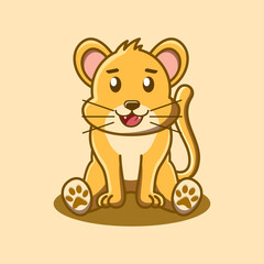 Cute baby lion icon isolated cartoon vector illustration