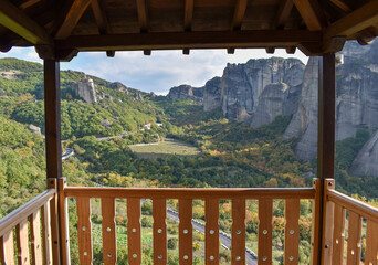 Balcony in Meteora mountains Greece
