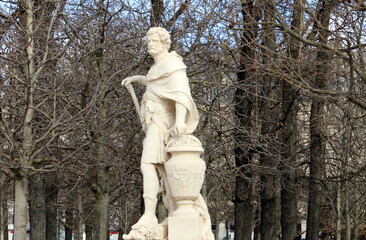 Paris. France. 16  Classical Sculpture in the "Jardin des Tuilerie". Statue of Hannibal, the famous military chief and commander. Statesman of antiquity and leader of ancient Carthage.