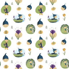 Elves. Digital seamless patterns.
