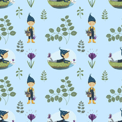 Elves. Digital seamless patterns.