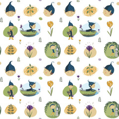 Elves. Digital seamless patterns.
