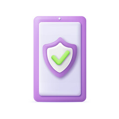 3d mobile with shield security concept. Vector