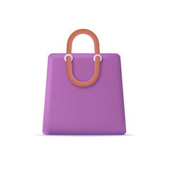 3d shopping concept. Shopping bag, handbag icon. Vector