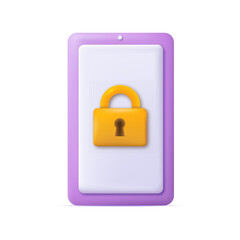 3d smartphone with padlock locked security concept. Vector