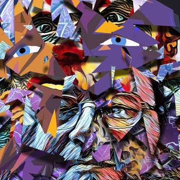 Abstract Man's face in glasses