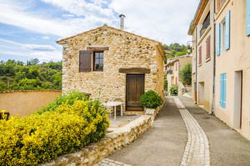 Fototapeta na wymiar Stone house of the village of Sainte-Croix-du-Verdon in Var, France