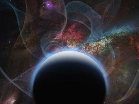 Planet with nebulos filaments