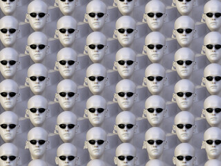 array of human heads in sunglasses