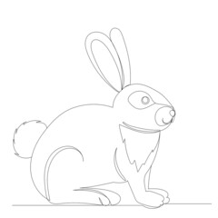 easter bunnies one line drawing, outline
