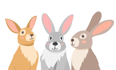 hare, rabbit portrait flat design, cartoon, isolated vector