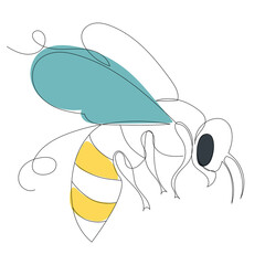bee one line drawing, outline, vector