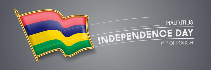 Mauritius independence day vector banner, greeting card.