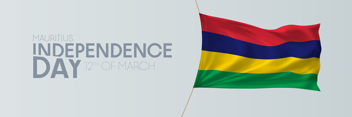Mauritius independence day vector banner, greeting card.