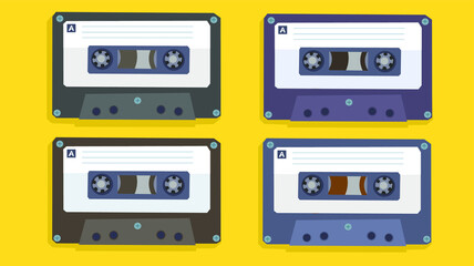 The 80s, Cassette tape collection.
Vector flat illustration, EPS 10.