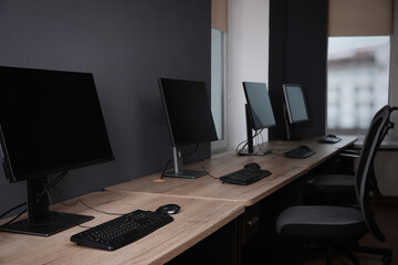 Many modern computers in open space office