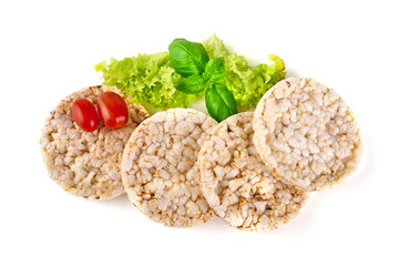 Rice cakes, isolated on white background.