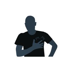 Chest pain Icon stock illustration. The icon depicts the man having chest and heart pain