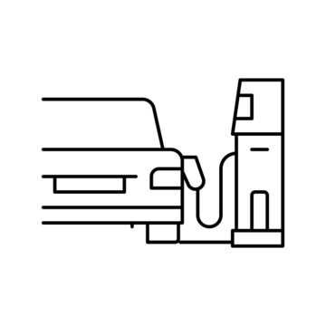 recommend clip art: refuel car through phone application line icon vector illustration
