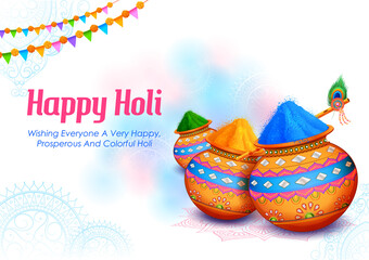 Happy Holi background card design for color festival of India celebration greetings - 488397011