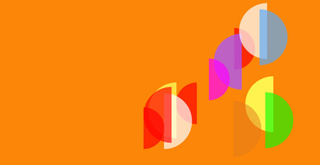 FANTASIA. Amiable ABSTRACT GEOMETRIC SHAPES. Multicolor varied figures. Cute aesthetic WALLPAPER ideas. Background design image. Creative ILLUSTRATION. Orange fund. Semicircles.